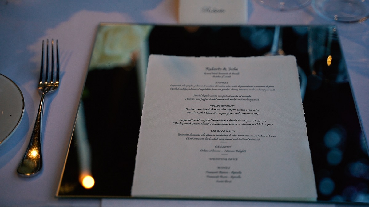 Robert and Julia wedding menu